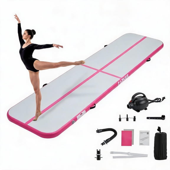 4" Thick Inflatable Air Gymnastics Mat with Electric Air Pump – 13ft Air Tumble Track for Home Training, Yoga & Exercise, Portable & Durable