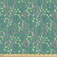 thumbnail image 2 of Leaves Fabric by the Yard Upholstery, Ornamental Nature Design with Petals on the Stalks Oriental Flowers Pattern, Decorative Fabric for DIY and Home Accents, Multicolor by Ambesonne, 2 of 5