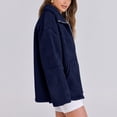 thumbnail image 4 of UYISJ Womens Fleece Jacket Oversized Zip Up Sherpa Coats Casual Coats Winter Fall Outerwear Mock Neck Clothes with Pockets Navy XL, 4 of 8