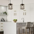 thumbnail image 3 of 1-Light Cage Mini Pendant Light with Matte Black and Barnwood Accents, 3 of 8