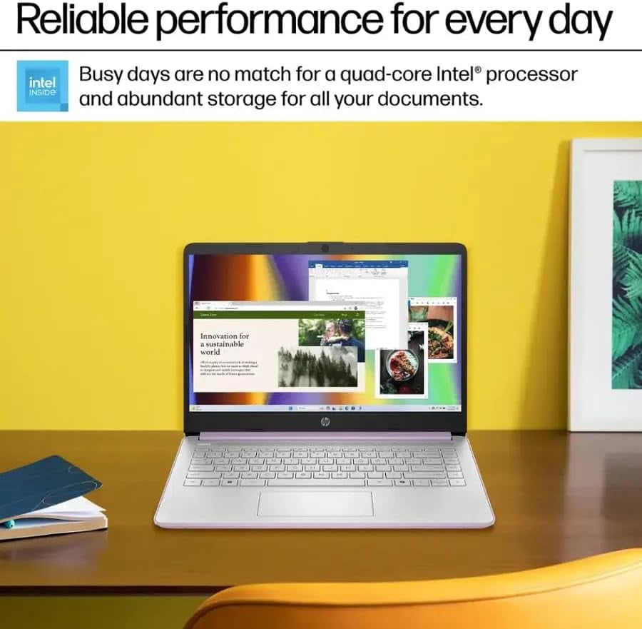 HP Student Business Laptop Computer - w/1 Year Office 365, 8GB RAM, 128GB UFS & 256GB Extend Micro SD & 1TB Cloud, Intel 4-Core Processor, HD Display, Windows 11 Pro(Honey Lavender)
