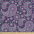 thumbnail image 2 of Ambesonne Purple Paisley Fabric by the Yard Upholstery, Floral Motif Damask, 1 Yard, Purple Fuchsia, 2 of 5