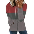thumbnail image 1 of ICHUANYI liquidación moda mujer manga larga cremallera frente abierto suelta prendas de vestir exteriores blusa estampada abrigo Tops bolsillos blusa con capucha ICHUANYI WER2023082200437, 1 of 5