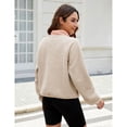 thumbnail image 4 of Lentta Women’s Sherpa Lightweight Fleece Pullover Button Down Cropped Winter Fuzzy Jacket Sweatshirt Coat with Pockets, 4 of 7
