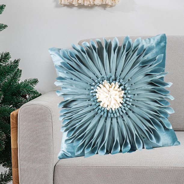 de Cojines con de Flores Suaves Decorativas Florales Modernas para Sofá, Dormitorio, Silla, Asiento de Coche, 45x45 Cm, 18x18 Pulgadas Azul claro Soledad Fundas de almohada