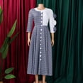 thumbnail image 3 of AURA Plus Size Printed Patchwork A Line Midi Dress Round Neck 3 4 Sleeve High Waist Elegant Work Dress, 3 of 9