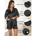 thumbnail image 5 of Womens Pajama Sets, Short Sleeve Button Down Top & Lounge Shorts Silky Smooth satin pajamas for women, 5 of 5