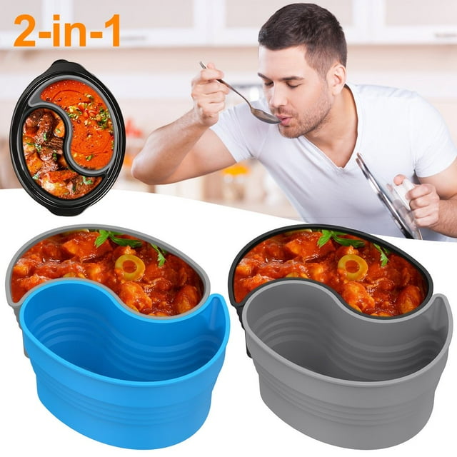 Slow Cooker Divider Liner for 6QT Pot Reusable Silicone Slow Cooker Divider Leakproof Slow Cooker Divider Insert Dishwasher Safe Insert Liner Heat Resist for Cooking