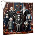 thumbnail image 3 of Cortina de ducha de la familia Addams, cortina de ducha decorativa impermeable y lavable para bañera, juego de decoración de accesorios de baño con 12 ganchos de hierro de 72 x 72 pulgadas, 3 of 8