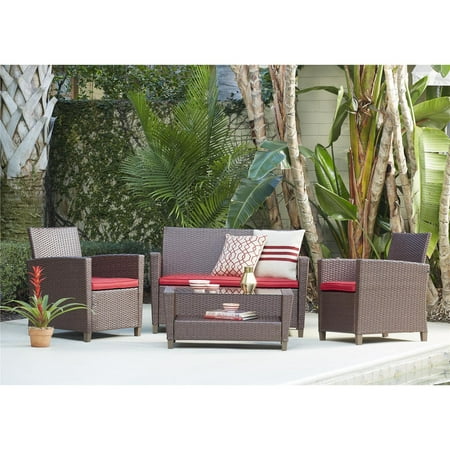 Cosco Outdoor Living 4 Piece Malmo Resin Wicker Patio Deep Seating