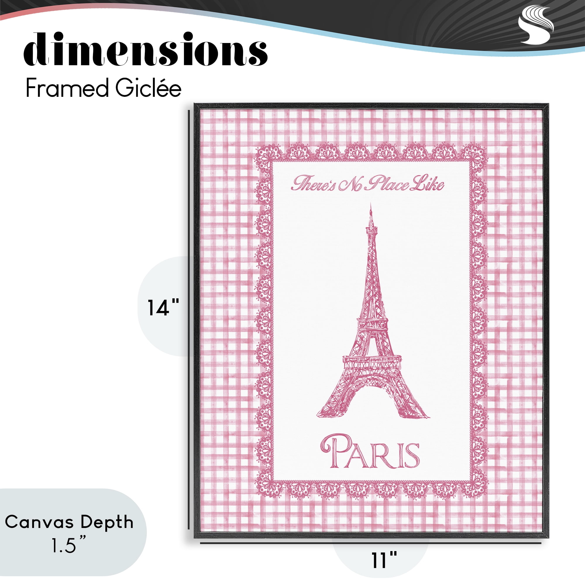 Stupell Industries No Place Like Paris Pink Lace Black Framed Giclee Art, design by Conrad Knutsen