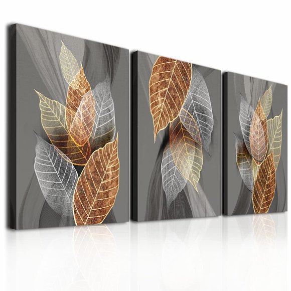 Art Mural sur Toile pour Salon Décorations Murales Familiales pour Cuisine Moderne Salle de Bain Décoration Murale Peintures Noires Feuilles Abstraites Images Uvre d'Art Inspirante Toile Art Chambre
