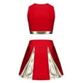 thumbnail image 2 of Kid Girl Clothes Outfits Cheerleading Sequins V Neck Letter Printed Sleeveless Crop Tank Top Elastic Waist Splicing Color Skirts Shirt and Pants Set for Toddler Kids XL, 2 of 6