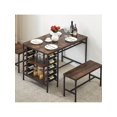 thumbnail image 1 of Bingirl 4-Person Dining Table Set: Kitchen Table Set with 2 Benches, Rectangular Dining Room Table Set with Wine Rack, Perfect for Small-Space Apartments, 1 of 8