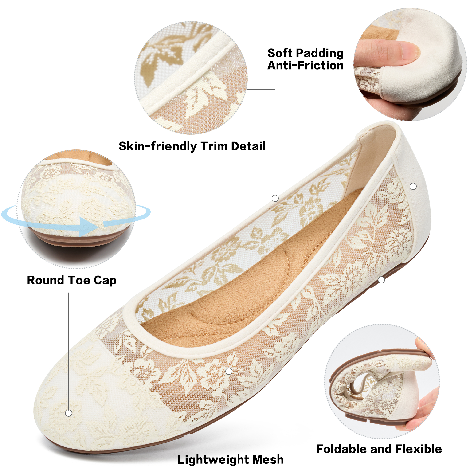 Ecetana Women's Floral Lace Ballet Flats photo 3
