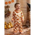 thumbnail image 5 of RUINIXCW Toddler Baby Girl Boy Halloween Silk Stain Pajamas Set Girls Boys Fall Winter Sleepwear Pumpkin Button Down Collar Long Sleeve Shirt Pants, 5 of 10