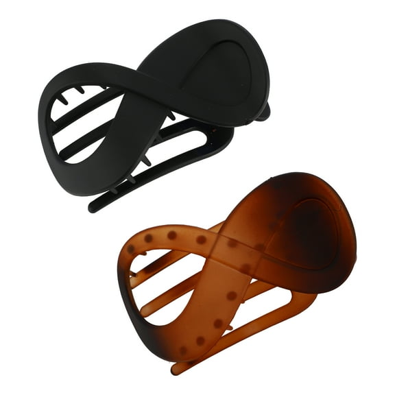 Unique Bargains 2pcs Flat Hair Clips for Women Flat Claw Clips for Thick Hair French Flat Hair Clips Amber, Black