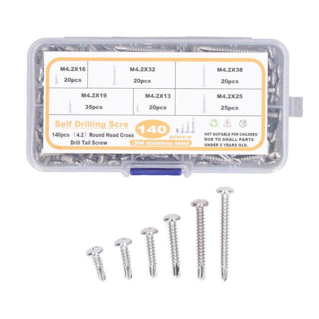Kit De Tornillos Autoperforantes, Rosca Profunda 6 Especificaciones Tornillo Transversal De Cabeza Redonda Multifuncional Acero Inoxidable Para Carpintería Para Reparación De Crtynell Cocina, Decoración y Otros