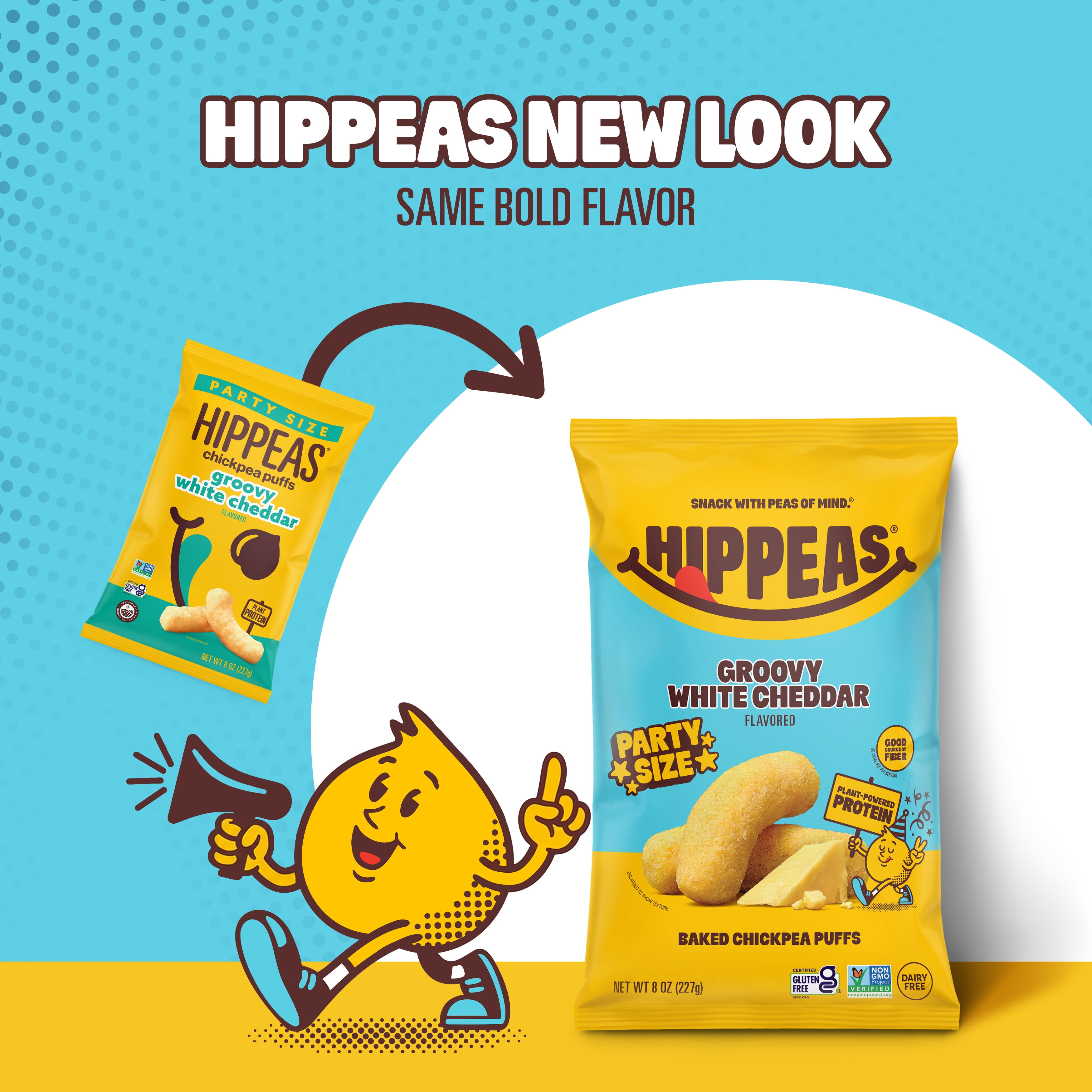 (2 pack) HIPPEAS Chickpea Puffs, Groovy White Cheddar, Gluten Free, Dairy Free, 4g Protein, 8 oz