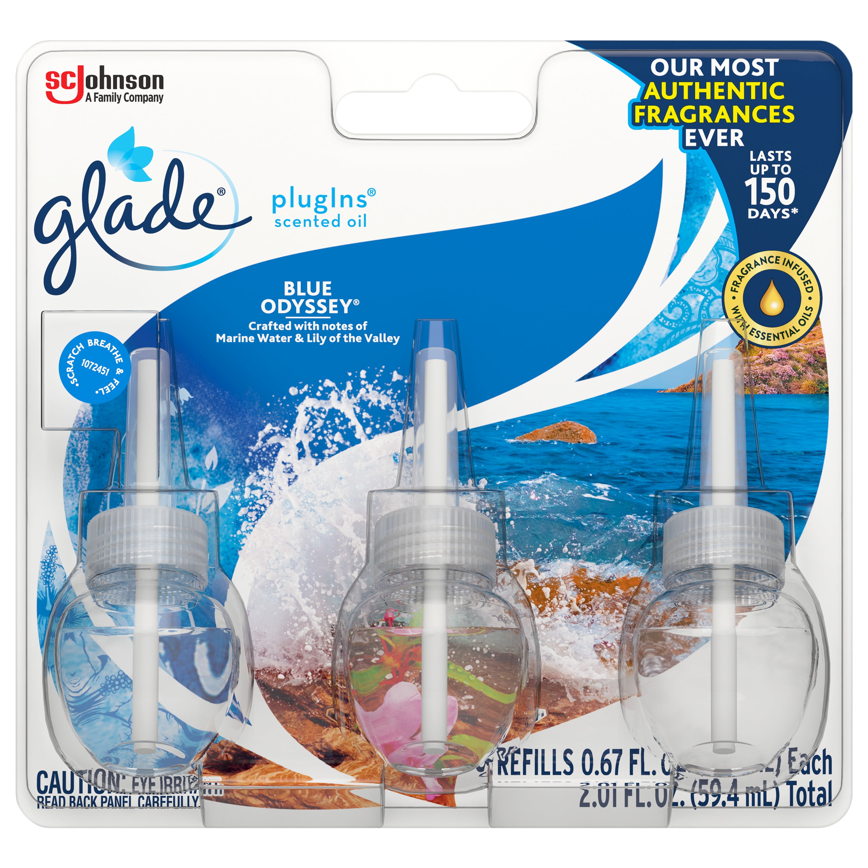 Glade PlugIns Scented Oil Refill Blue Odyssey, Essential Oil Infused