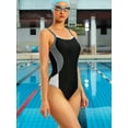 thumbnail image 4 of Attraco Women's One-piece Sports Swimsuit Color Block Water Aerobic Swimwear Bathing Suit, 4 of 6