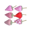 thumbnail image 2 of Adornos de frutas de tela, figuritas de fresas, decoración de bandeja para el hogar, decoración de escritorio en miniatura, 6 piezas, 2 of 9