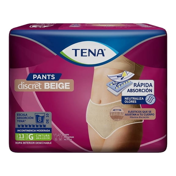 Ropa Interior desechable Tena Discret Beige Talla Grande 13pzas