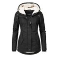thumbnail image 1 of BlackLWaterproof Abrigo de invierno cálido con capucha Abrigo grueso de algodón con forro polar para mujer, 1 of 3