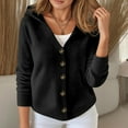 thumbnail image 2 of Womens Cardigan Sweaters Long Sleeve Solid Color Hooded Knit Outerwear V Neck Button Down Open Front Soft Casual Womens Sweaters, 2 of 5