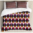 thumbnail image 1 of Geometric Duvet Cover Set Queen Size, Rhombus Shapes with Vintage Inspired Palette Ornamental and Geometric Elements, Decorative 3 Piece Bedding Set with 2 Pillow Shams, Multicolor, by Ambesonne, 1 of 3