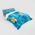 thumbnail image 3 of Ambesonne Tropical Bedding Set 3 Pcs, Frangipani Flower Aqua, Twin, Aqua Yellow White, 3 of 3