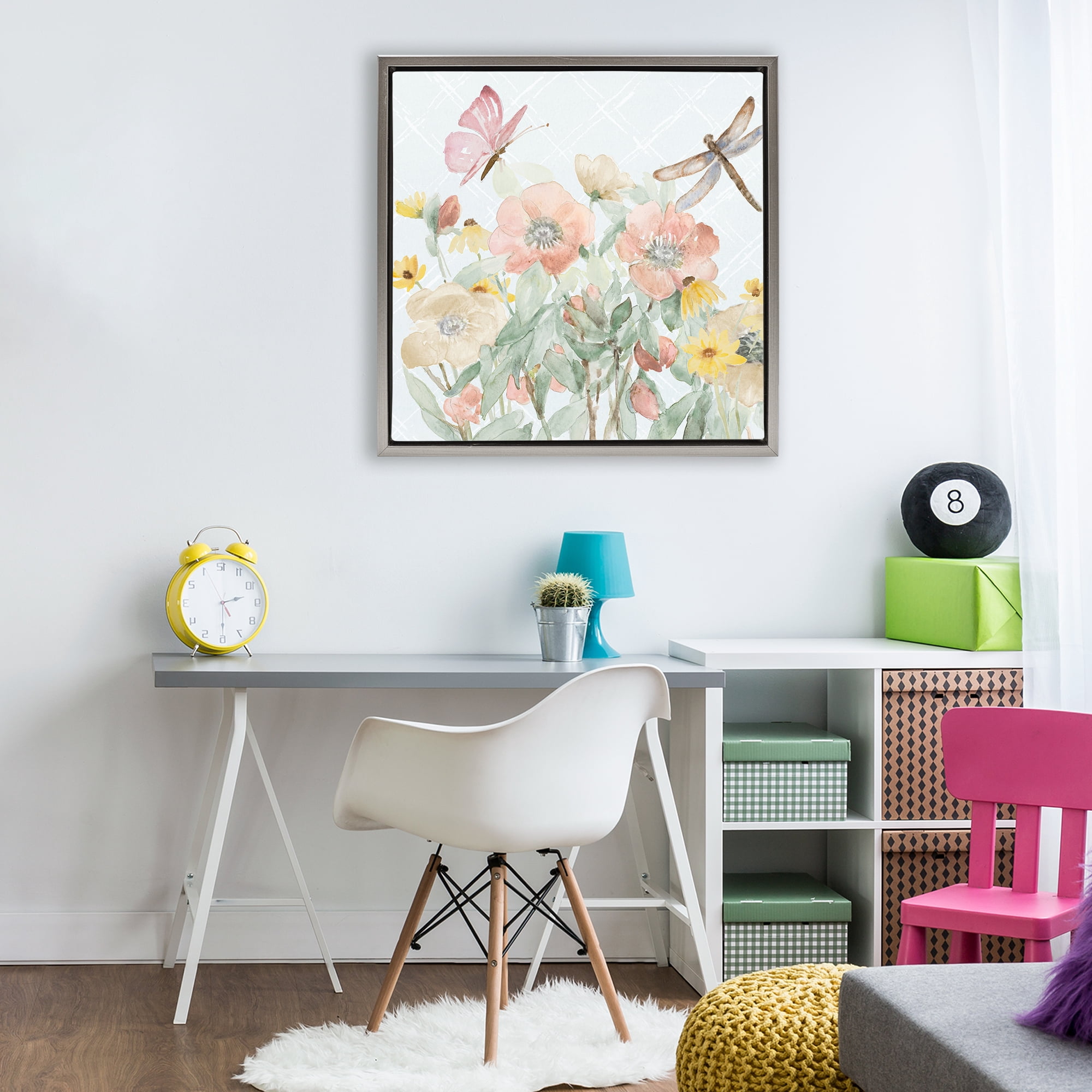 Stupell Industries Garden Joy with Insects Gray Framed Floater Canvas Wall Art, design by Lanie Loreth