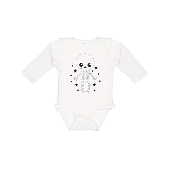 Inktastic Happy Halloween Spooky Skeleton and Stars Boys or Girls Long Sleeve Baby Bodysuit