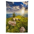 thumbnail image 3 of Ambesonne Mountain Tablecloth Rectangular Table Cover, 3 Behind Boulders, 60"x84", Green Yellow Blue, 3 of 4