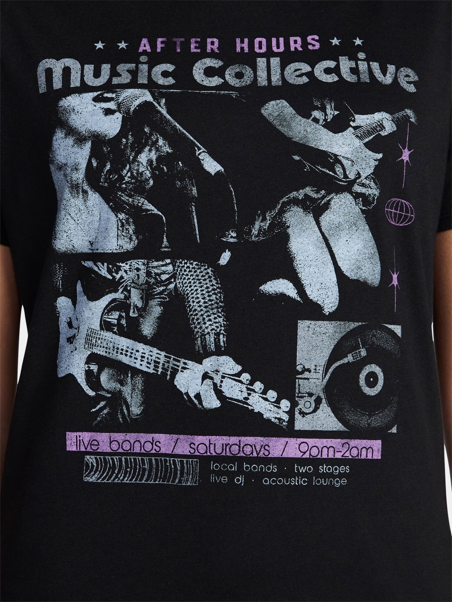 Music Collective Women's Graphic Everyday Tee with Short Sleeves, Sizes XXS-XXL