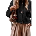 thumbnail image 3 of Chaquetas Tipo Suéter con Botones para Mujer, de Moda, con Cuello Alto, Larga, Holgadas, de Punto Grueso, Abrigos para Exteriores. Negro XL, 3 of 7