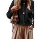 thumbnail image 3 of Chaquetas Tipo Suéter con Botones para Mujer, de Moda, con Cuello Alto, Larga, Holgadas, de Punto Grueso, Abrigos para Exteriores. Negro M, 3 of 7