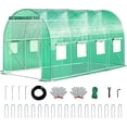 thumbnail image 3 of NAWAY 10'x7'x7' Outdoor Walk-in Greenhouse - Watering System,1 Zipper Door,6 Roll-up Windows,Thickened Galvanised Steel,Green, 3 of 6