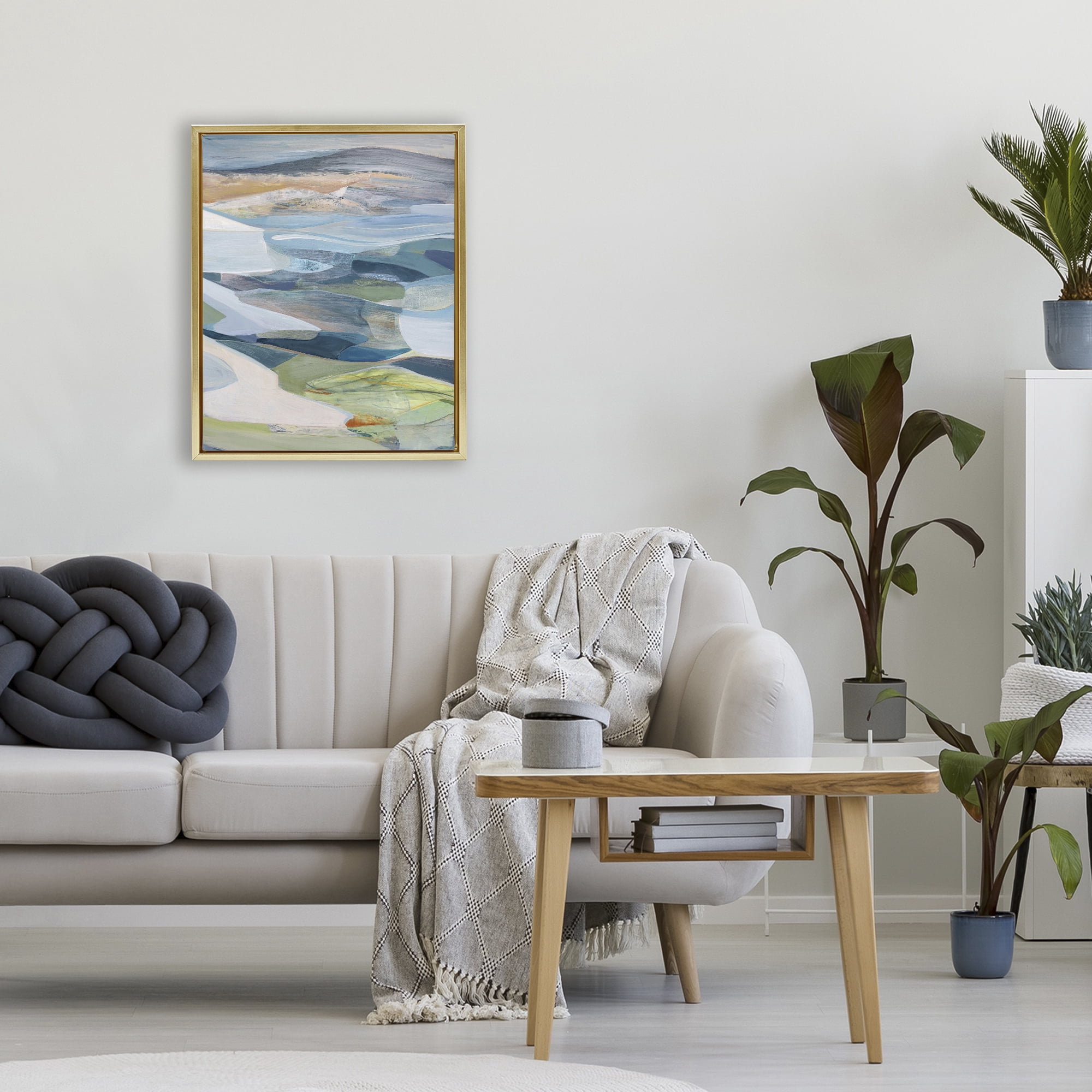 Stupell Industries Shifting Horizons Distortion Gold Framed Floater Canvas Wall Art, design by Farren Lee