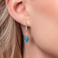 thumbnail image 3 of Gem Stone King 925 Silver and 10K Yellow Gold London Blue Topaz and White Lab Grown Diamond Dangle Earrings for Women | 3.28 Cttw | Gemstone November Birthstone | Pear Shape 9X6MM, 3 of 6