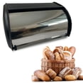 thumbnail image 1 of HBFAGFB Rustic Multipurpose Metal Bread Box with Roll Lid for Kitchen Counter, Coffee Shop, Black, 1 of 5