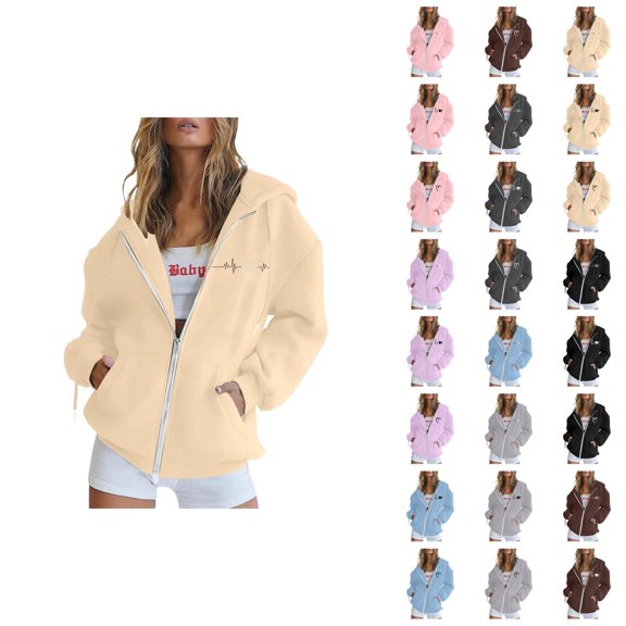 Hoodies for Women 2025 Valentines Y2K Graphic Hoodie Zip Up Hoodie with Pockets Hooded Sweatshirt Women Jacket
