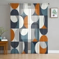 thumbnail image 3 of Contemporary Orange, Semi Sheer Curtains 108 Inch Length 2 Panels Set, Middle Century Abstract Geomrtry Sheer Kitchen Curtain Privacy Voile Window Curtain for Living Room Bedroom Rod Pocket Drapes, 3 of 7