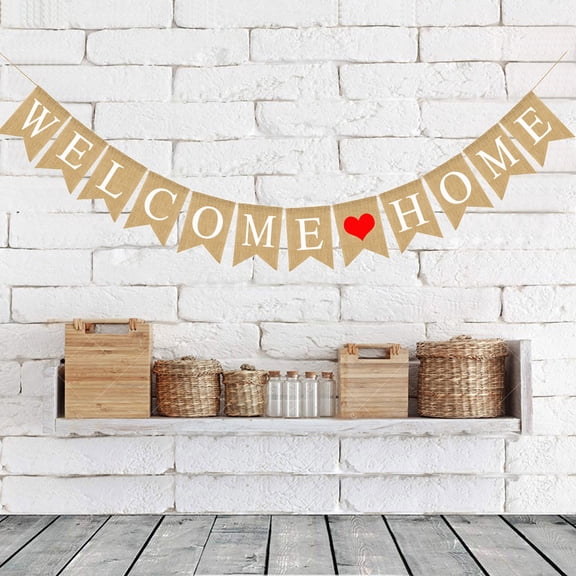 WRITWAA Welcome Home Linen Banner Multi-Color Hanging Decoration for Family Gatherings and Party Celebrations