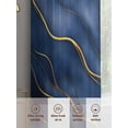 thumbnail image 5 of Abstract Marble Texture Sheer Curtains 108 inches Long 2 Panels Set Deep Blue Gold Wave Art Tiers Sheers Rod Pocket Small Window Short Curtains for Kitchen Cafe, Each 52" W x 108" L, 5 of 7