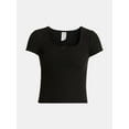 thumbnail image 5 of No Boundaries Square Neck Tee with Satin Bow, Women's, 5 of 5