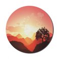 thumbnail image 1 of Mystic Mouse Pad for Computers, Oriental Sunset View with Tree and Mountains Mystique Hills, Round Non-Slip Thick Rubber Modern Gaming Mousepad, 8" Round, Coral Orange Dark Brown, by Ambesonne, 1 of 2
