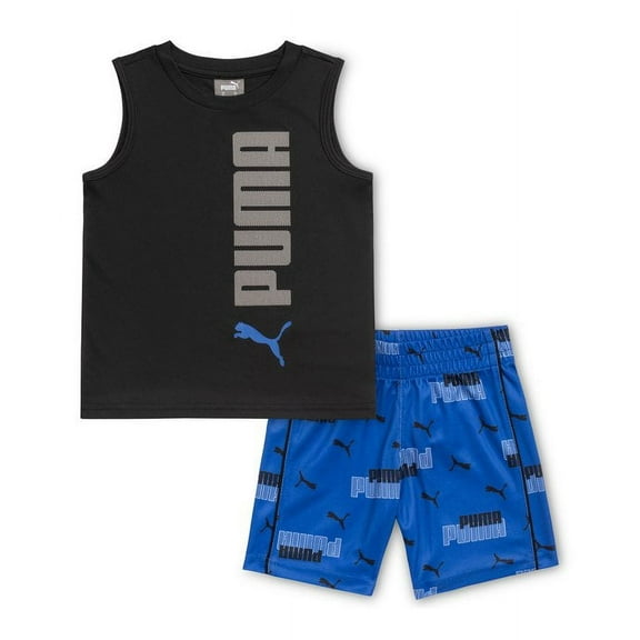 PUMA BOYS OUTFIT - 231 BLUE BLACK SZ 6 - BASKETBALL SOCCER SHIRT SHORTS SET 2