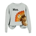thumbnail image 2 of FAOWME Women's Thanksgiving T Shirt Long Sleeve Round Neck Turkey Printed Comfortable Breathable Sweatshirt For Daily Wear Grey M, 2 of 5