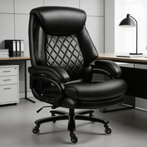 Qusaphy 800LBS Big and Tall Executive Office Chair, PU Leather Ergonomic Desk Chair with Adjustable Backrest and Thick Padded Cushion, Heavy Duty Chair for Home or Office Black